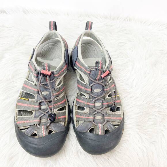 Keen 8.5 Womens Gray Coral Pink Newport H2 Strappy Walking Hiking Sandals - Picture 9 of 16